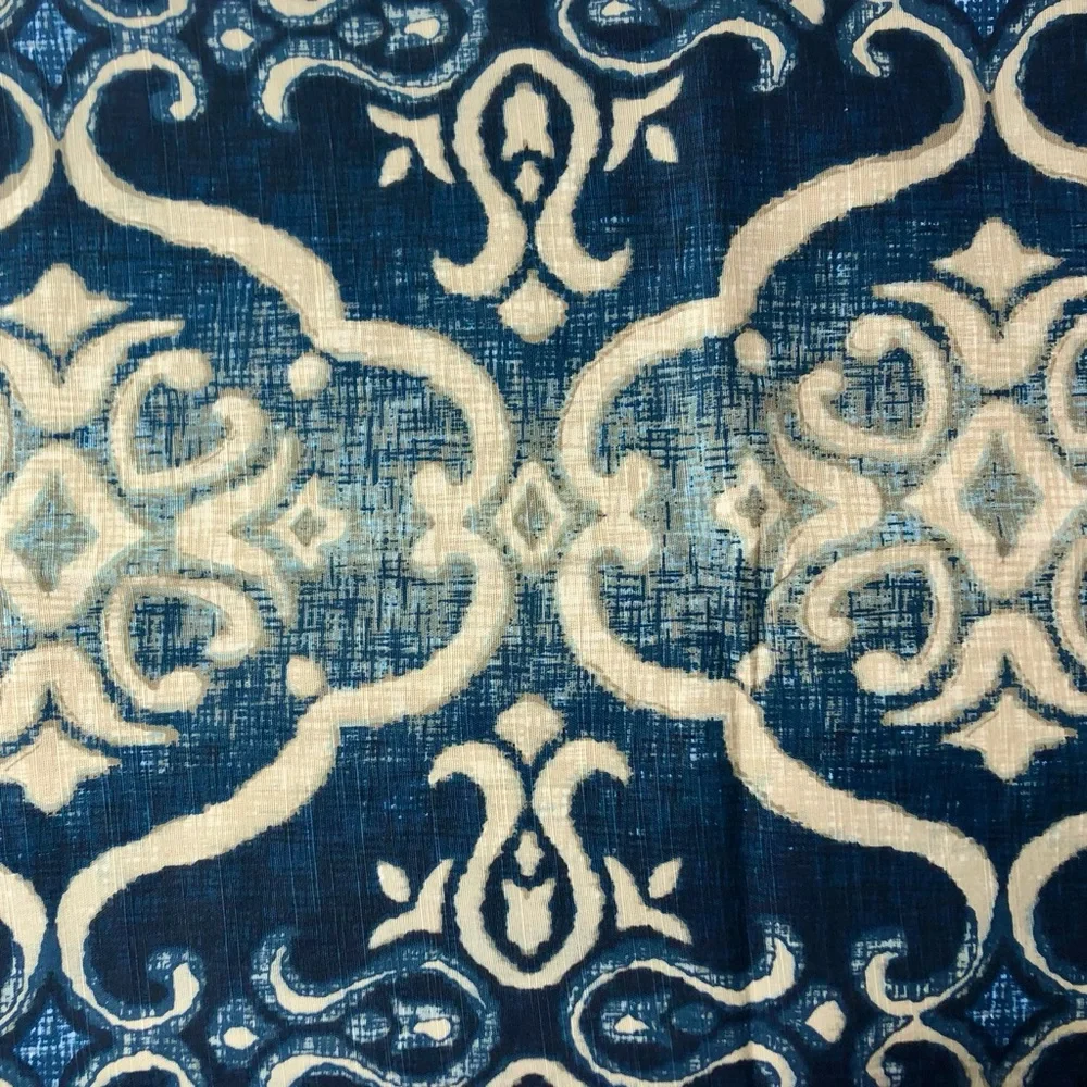 NOBLE EXCELLENCE Medallion Blue Beige Shower Curtain NWT